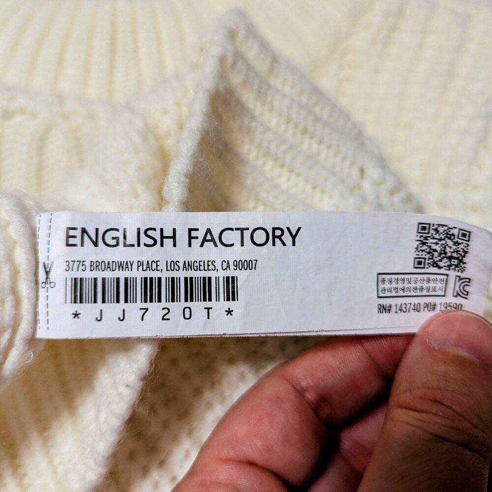 English Factory White/Black Heart Puff Sleeve Sweater - Picture 7 of 8
